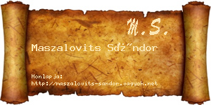 Maszalovits Sándor névjegykártya