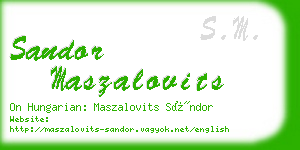 sandor maszalovits business card